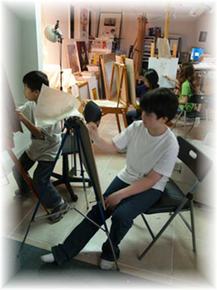 Art class in session at Wayne Chin's studio